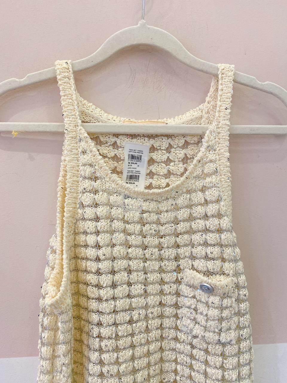 Twin set tweed off fios pratas Carol Bassi M