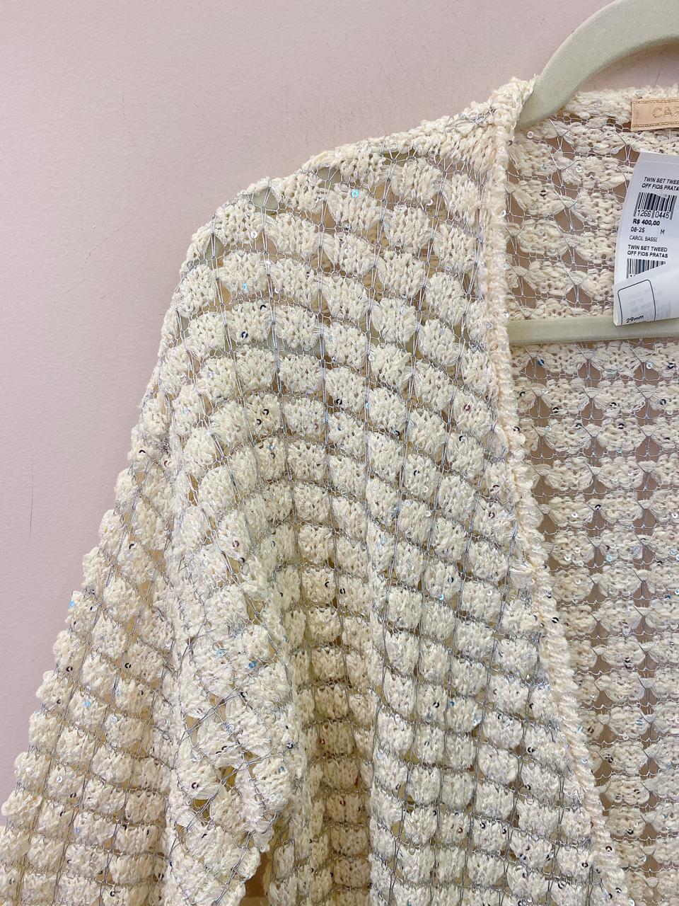 Twin set tweed off fios pratas Carol Bassi M