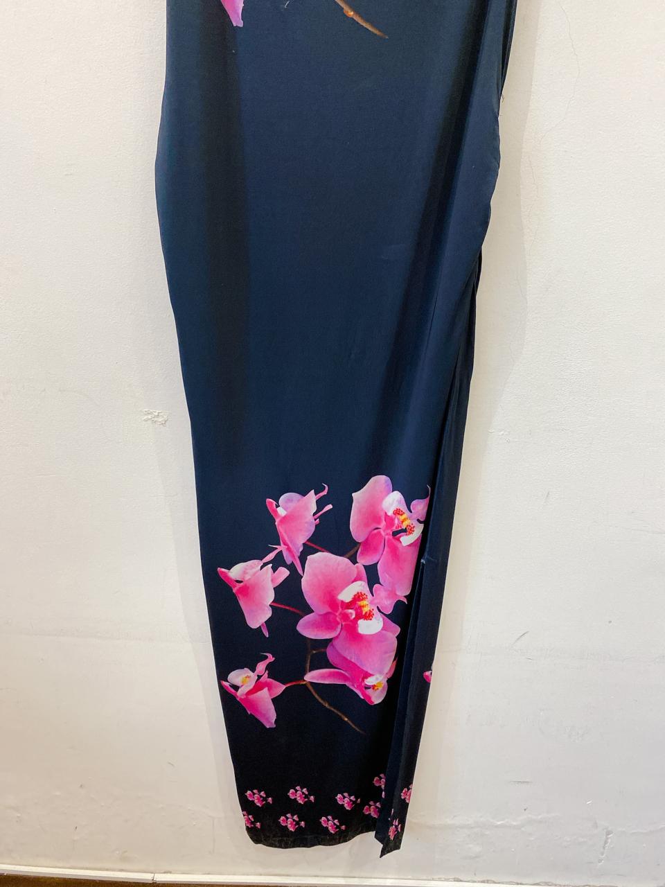 Vestido longo malha floral Mixed M