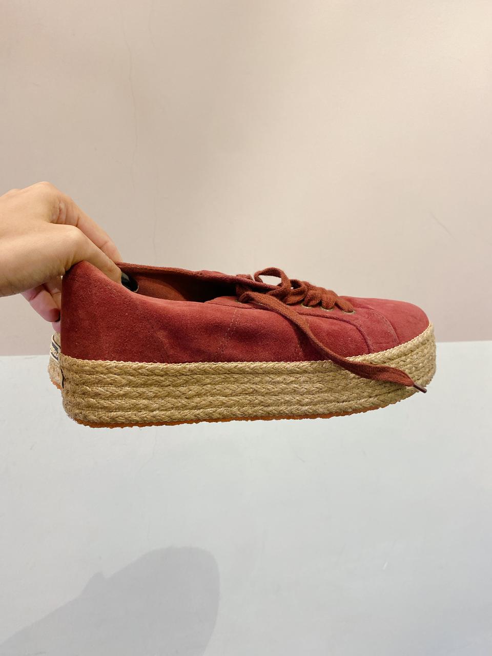 Tênis flatform suede vinho sisal Superga 39