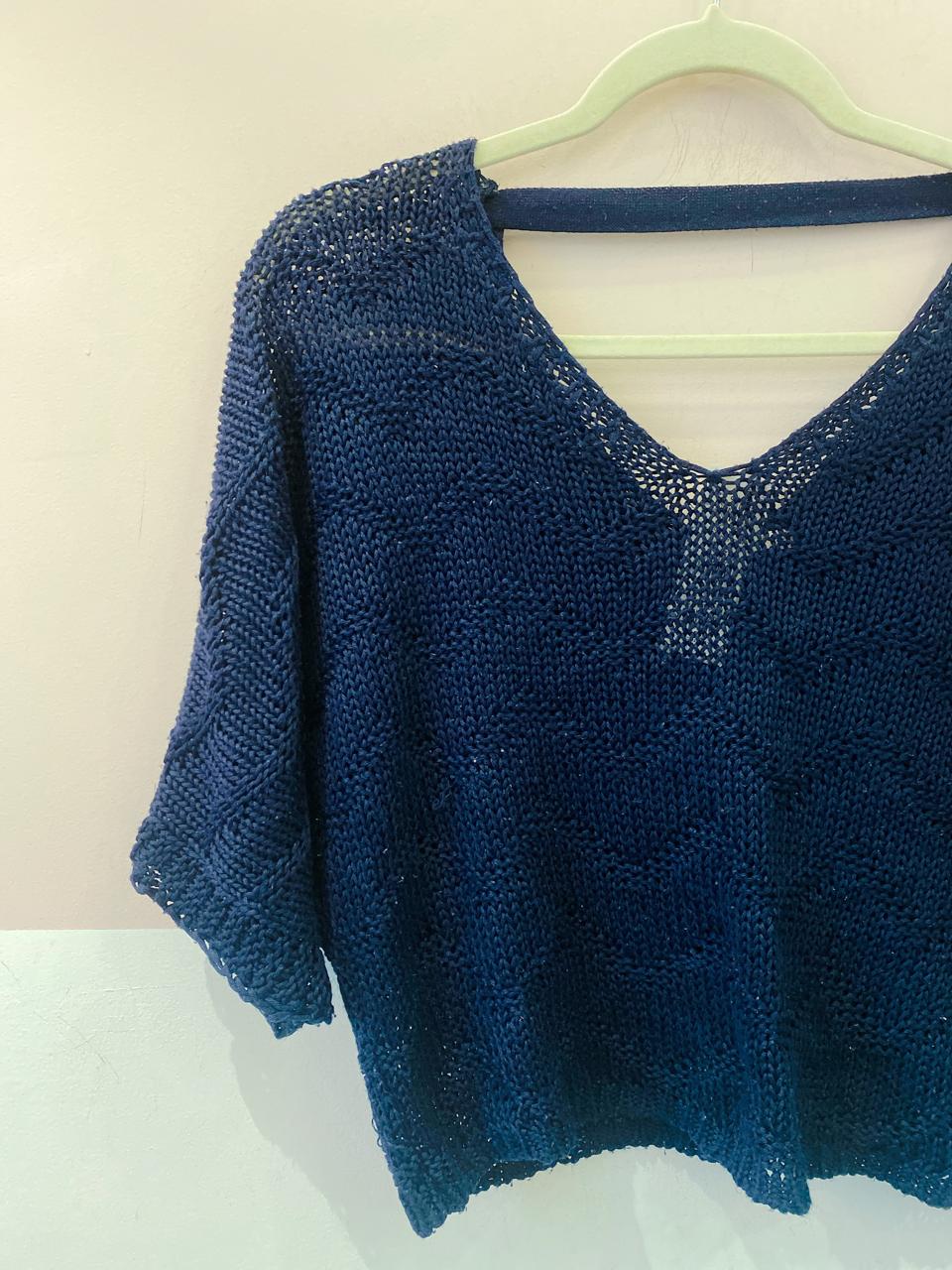 Blusa tricot marinho Maria Filó P