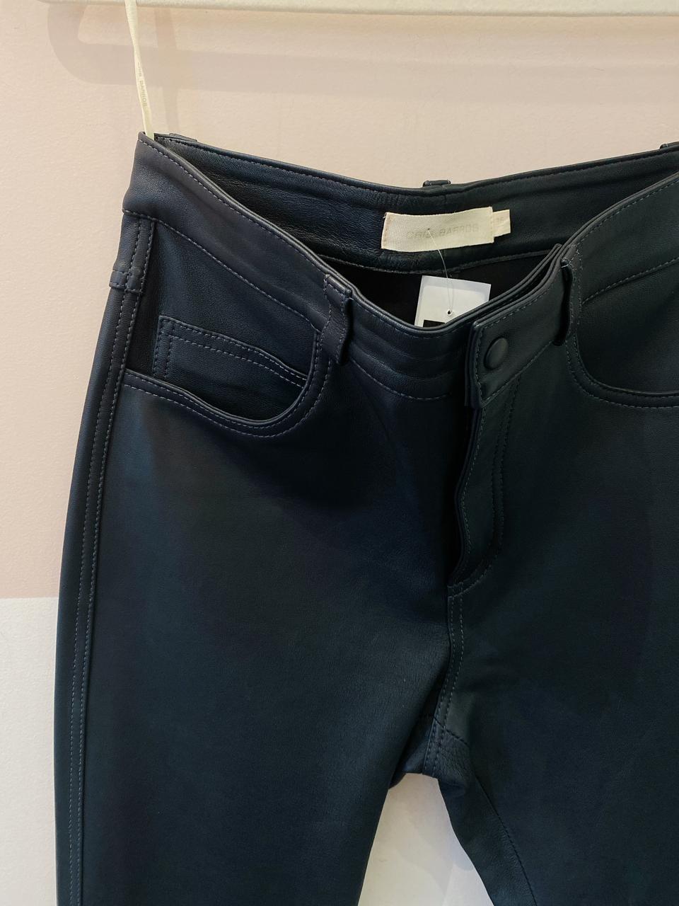 Calça couro marinho Cris Barros 36