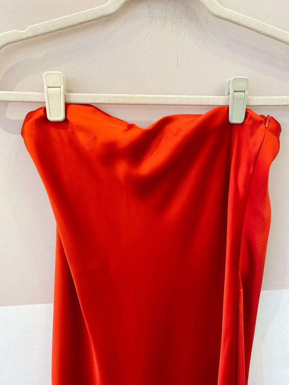 Vestido sem alça acetinado Zara P