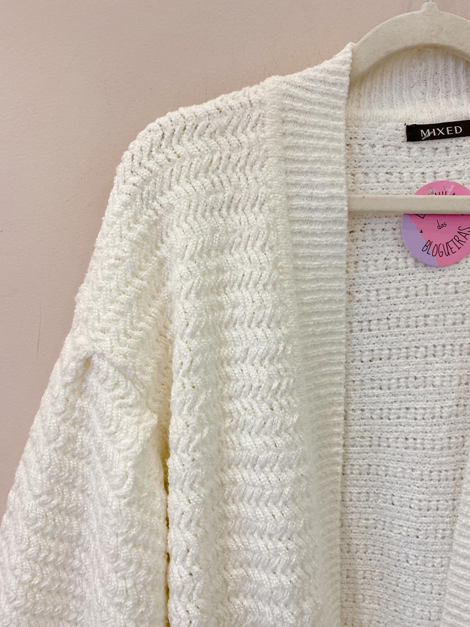 Cardigan alongado branco Mixed P