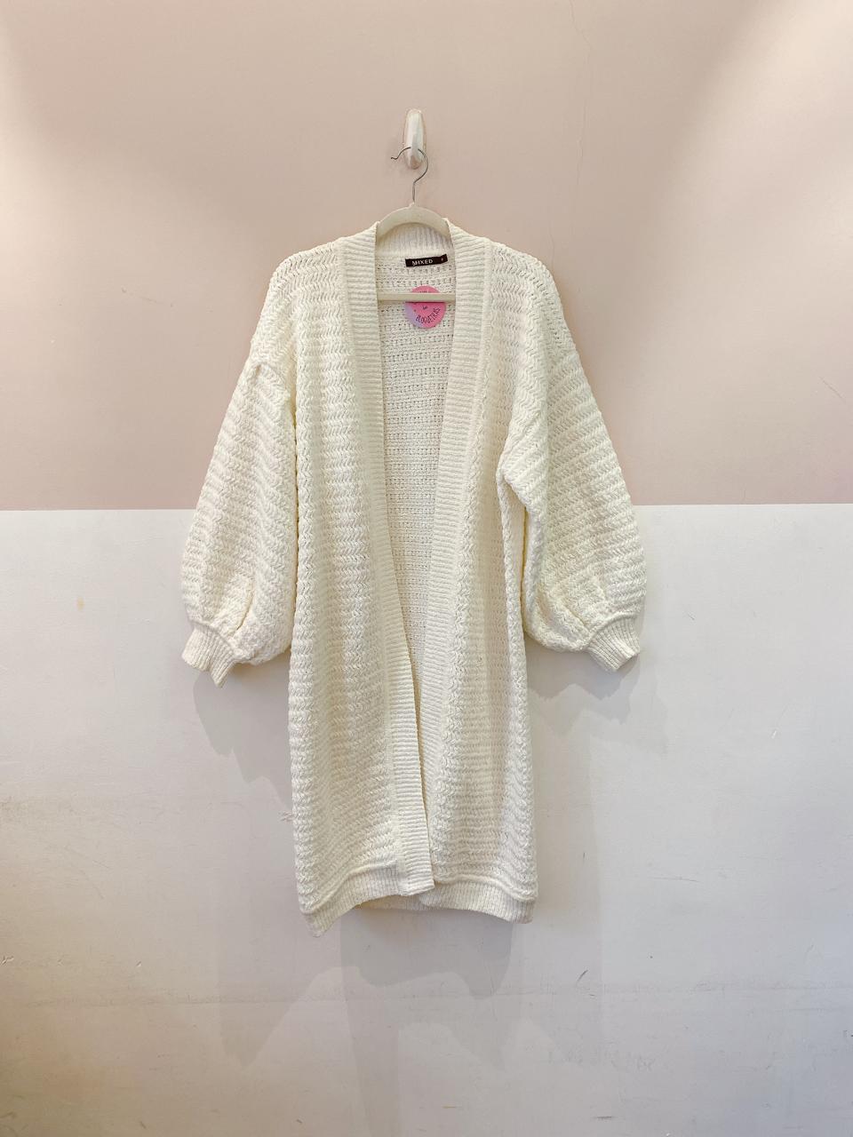 Cardigan alongado branco Mixed P