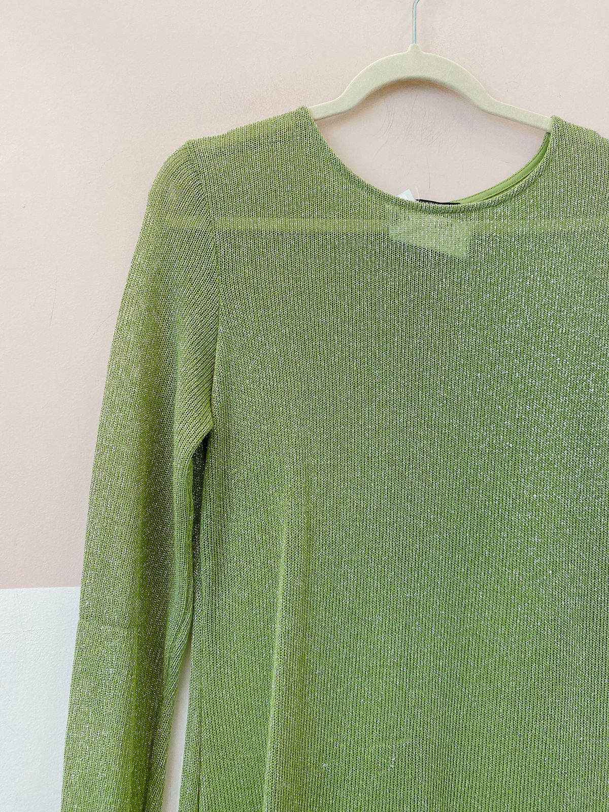 Vestido longo verde luréx Zara M