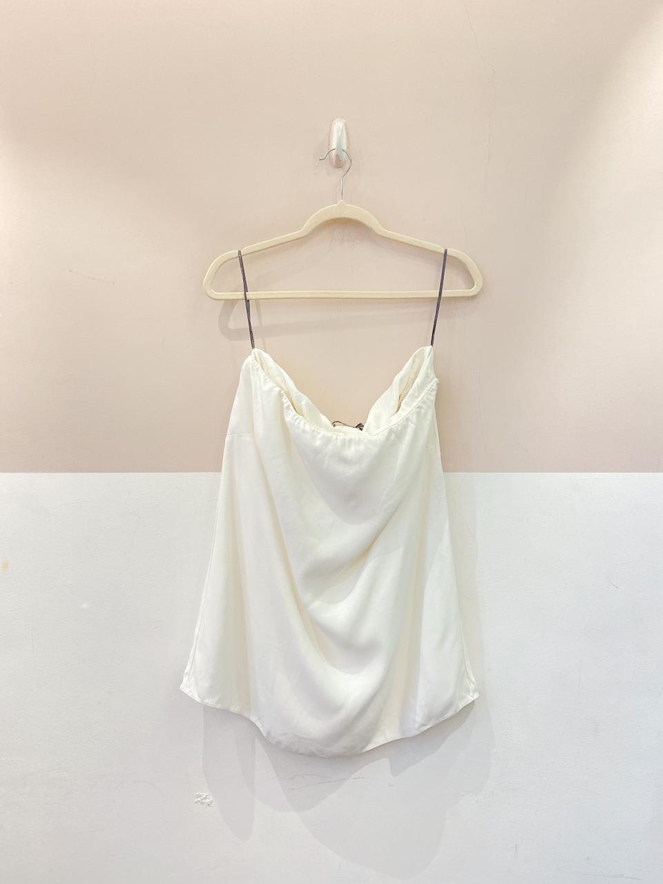 Blusa tomara que caia off white Maria Filó G