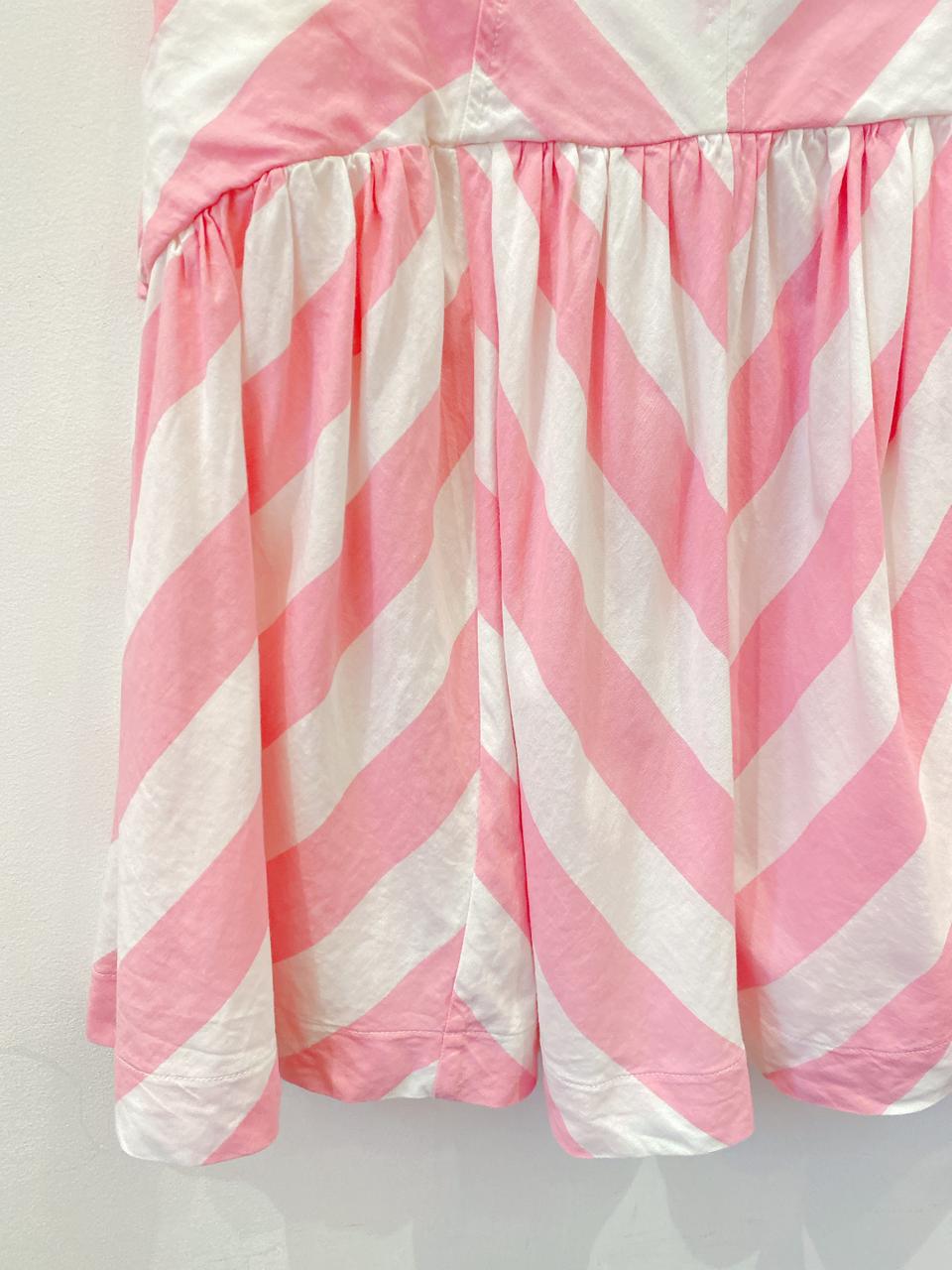 Vestido curto listrado rosa Farm M