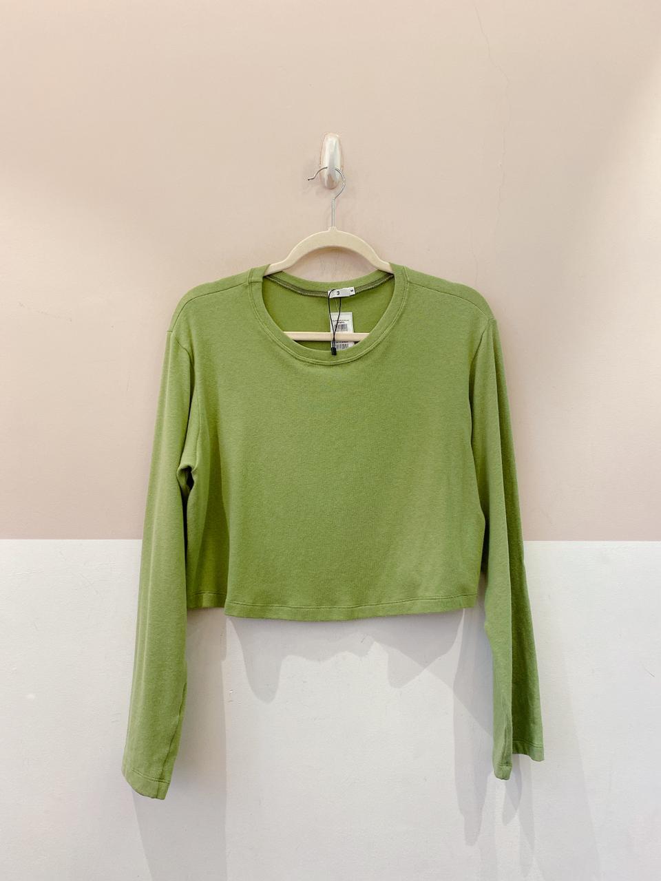 Blusa verde malha mangas Loja 3
