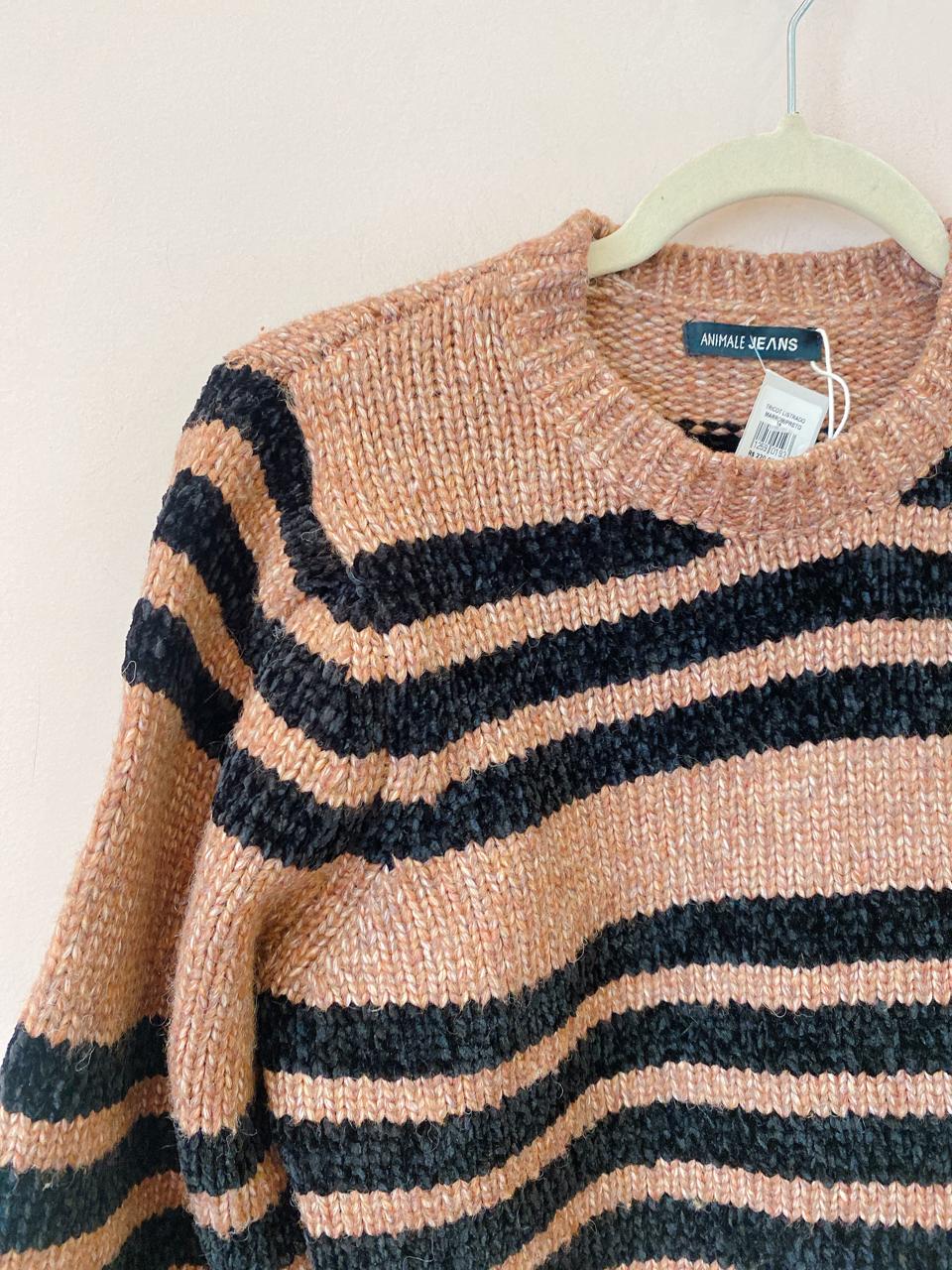 Tricot listrado marrom/preto Animale P
