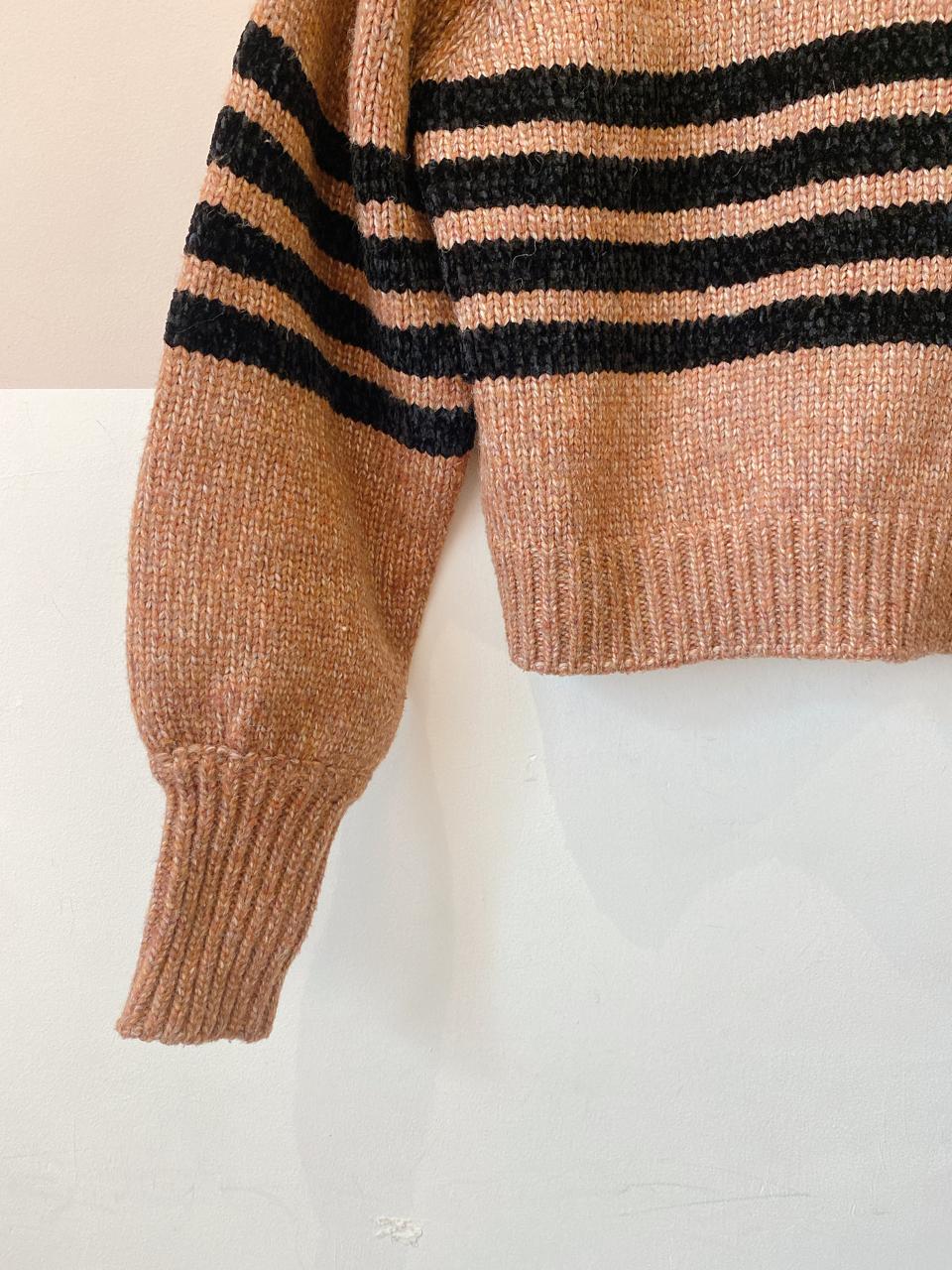 Tricot listrado marrom/preto Animale P