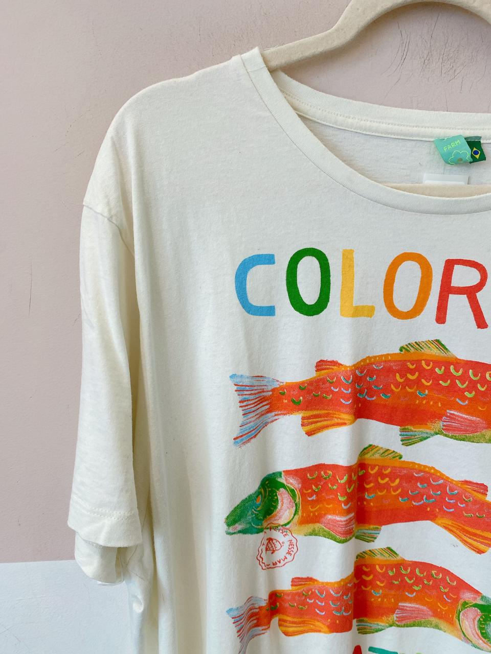 T-shirt ampla colorido Farm GG