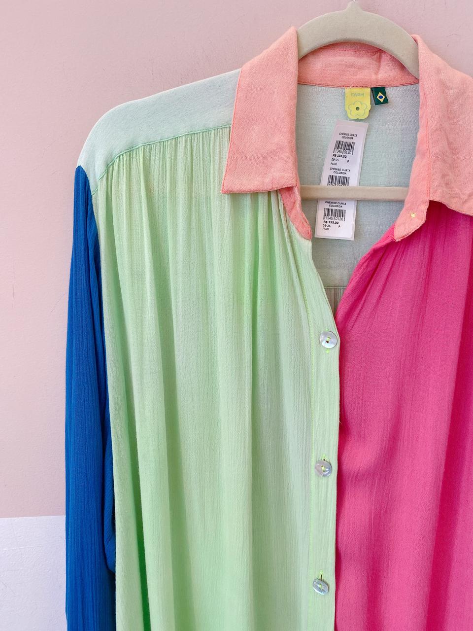 Chemise curta colorida Farm P