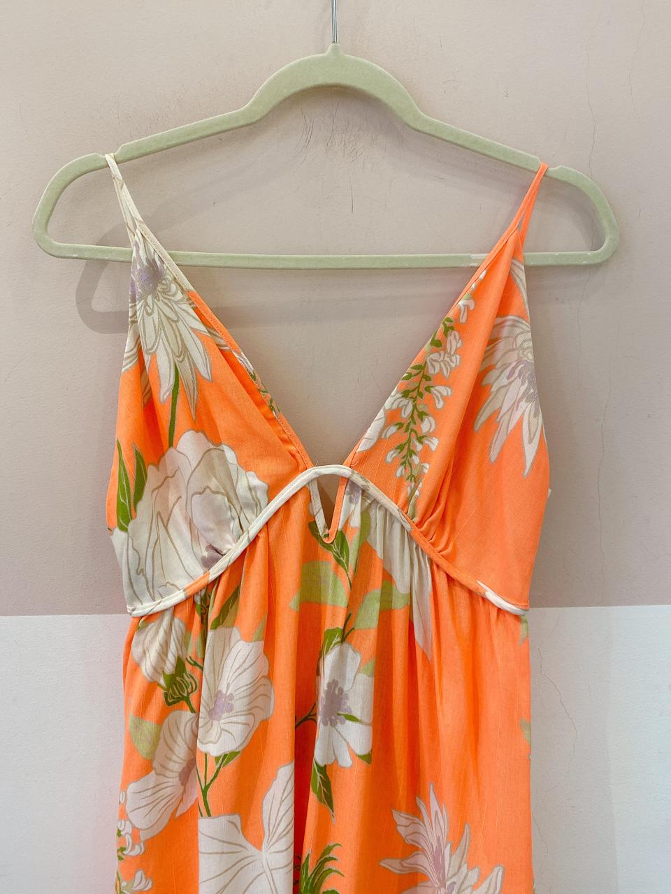Vestido midi laranja floral Farm M