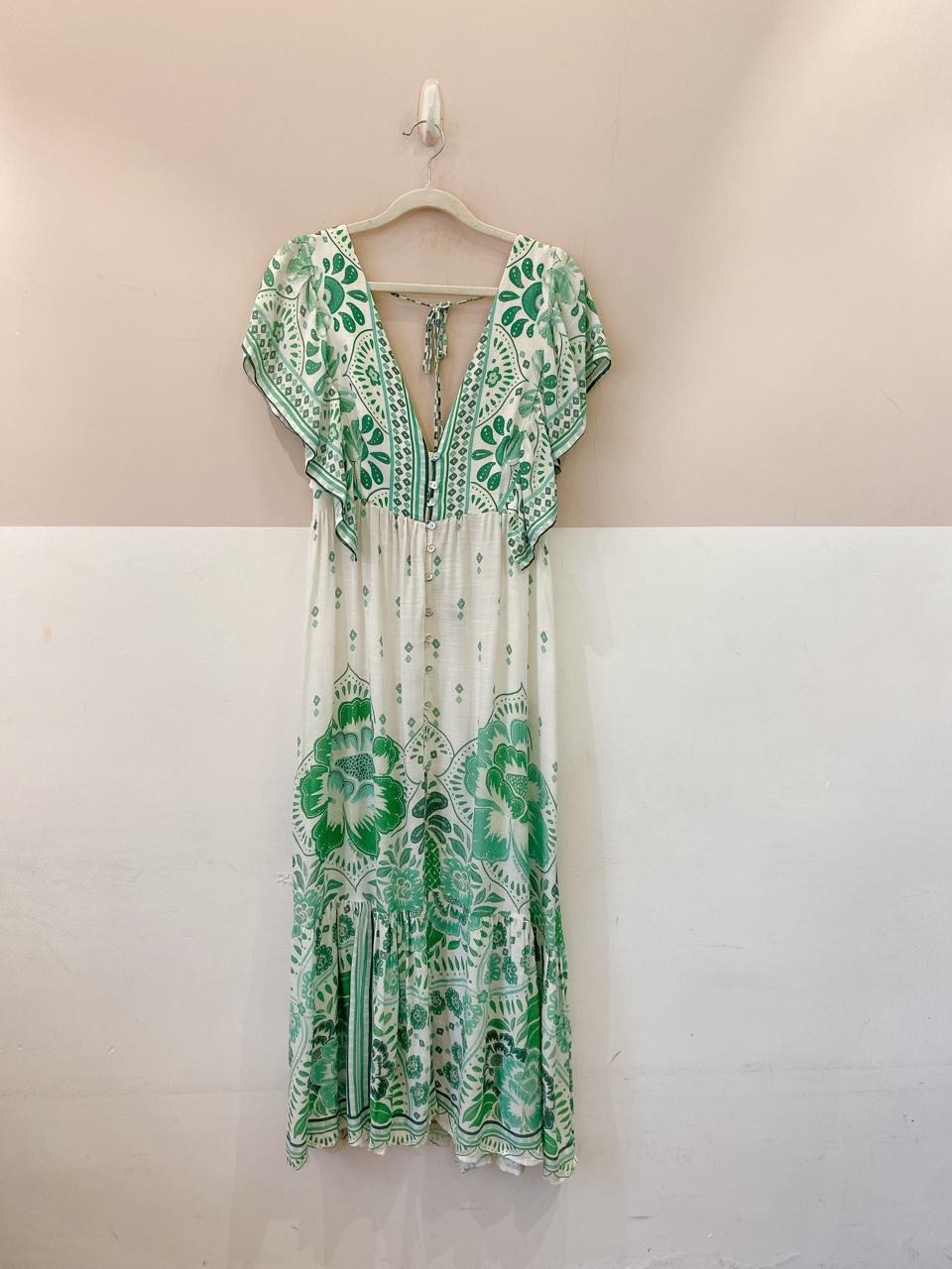 Vestido estampa verde Farm M