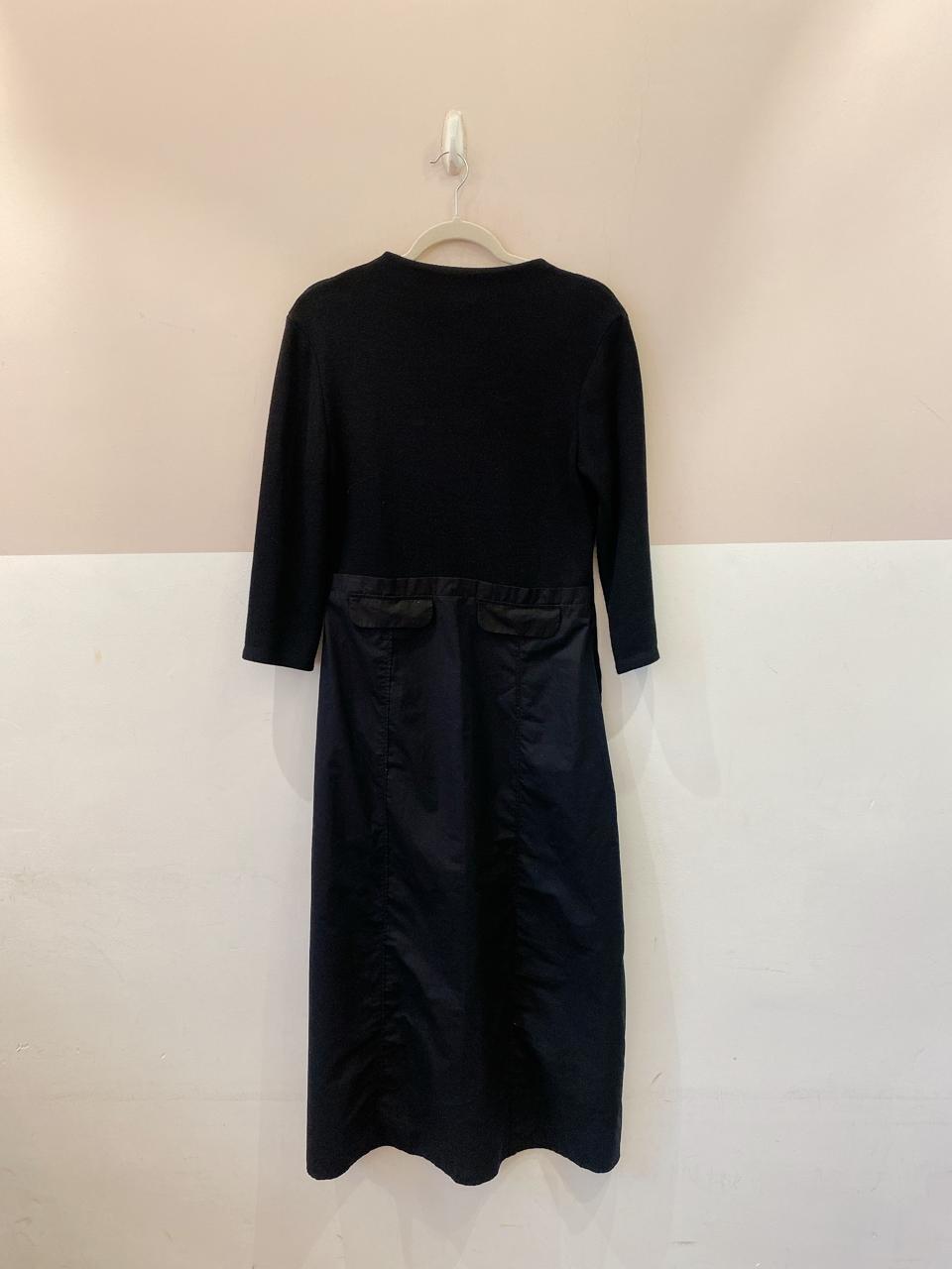 Vestido midi preto saia tricoline Zara G