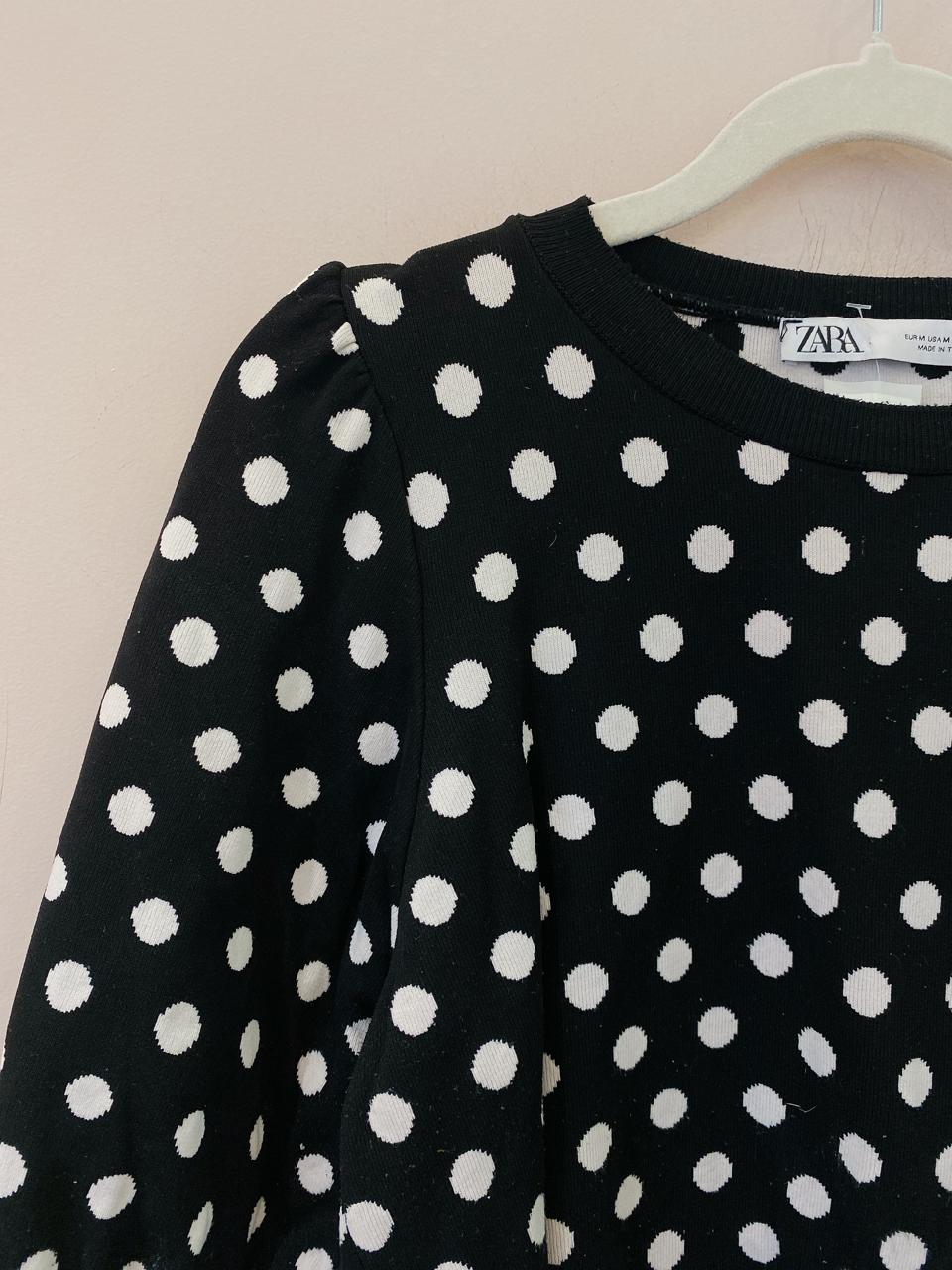 Blusa tricot preta poás Zara M