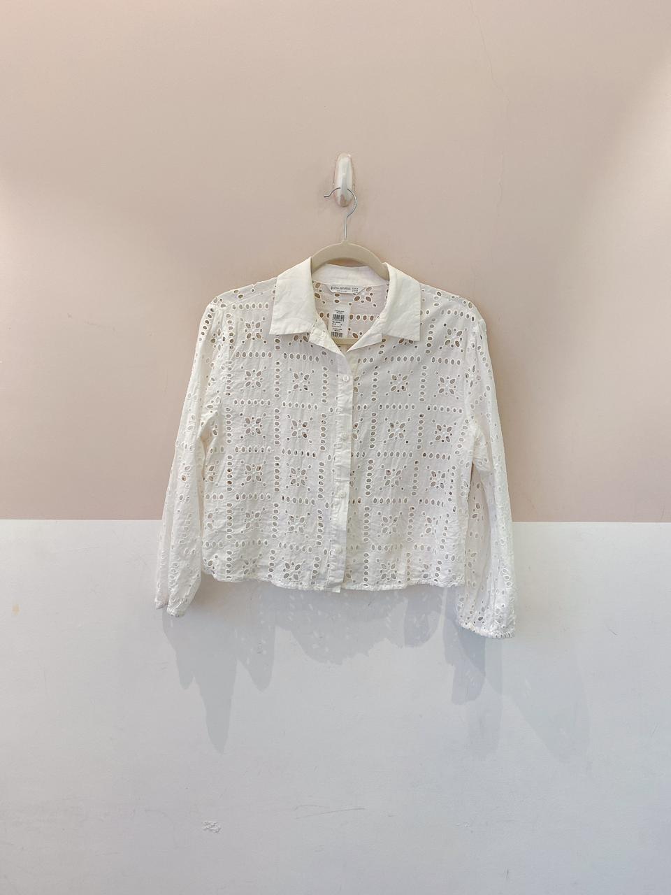 Camisa laise branca Stradivarius M