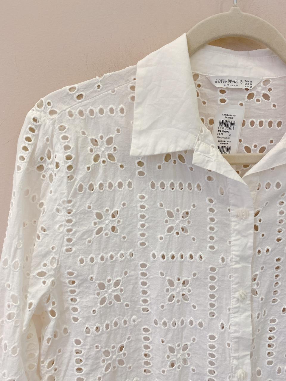 Camisa laise branca Stradivarius M