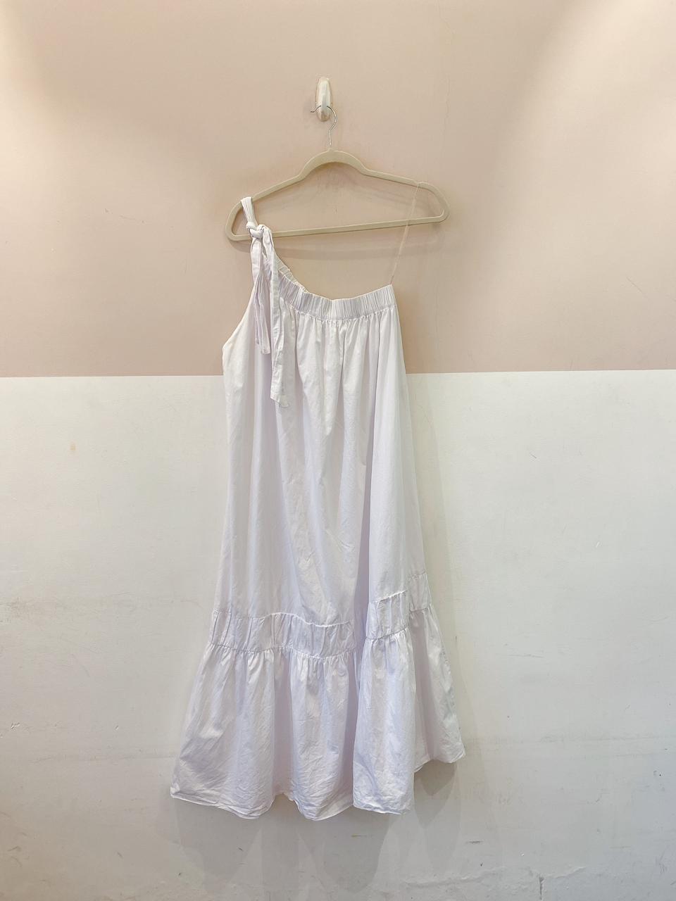 Vestido midi branco ombro só Dress To M