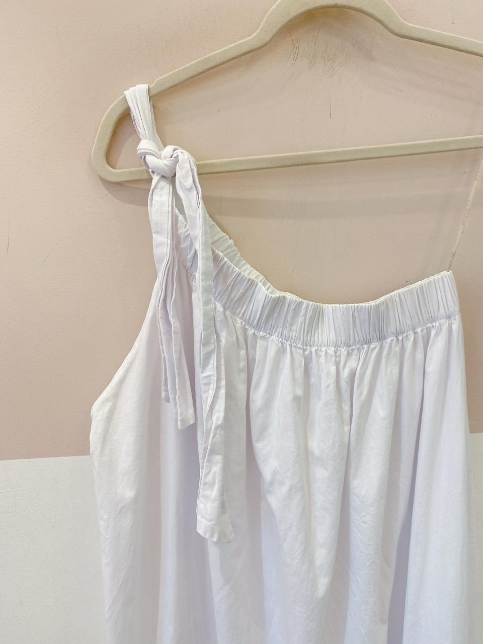 Vestido midi branco ombro só Dress To M