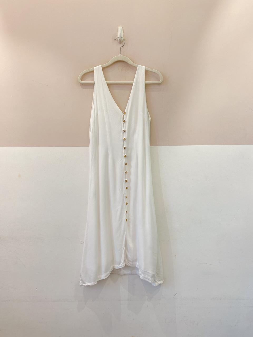 Vestido midi branco botões Loja 3 P