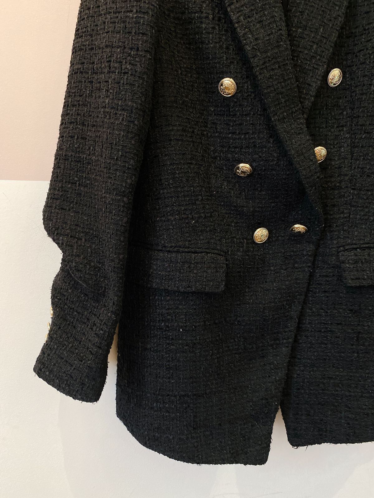 Blazer tweed preto Zara M