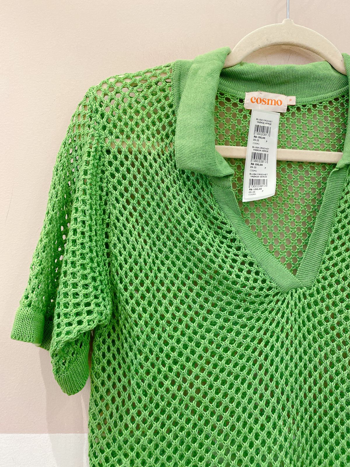Blusa crochet vazada verde Cosmo P