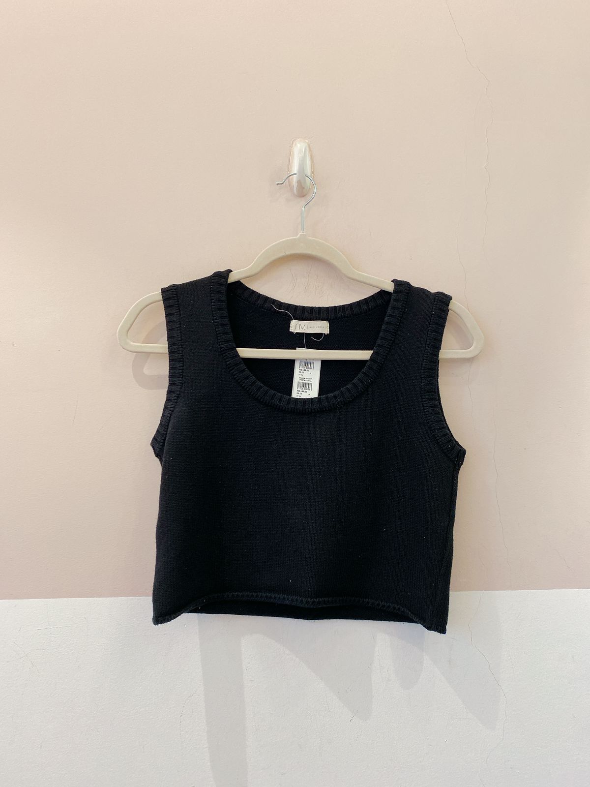 Blusa tricot preta curta BY NV M