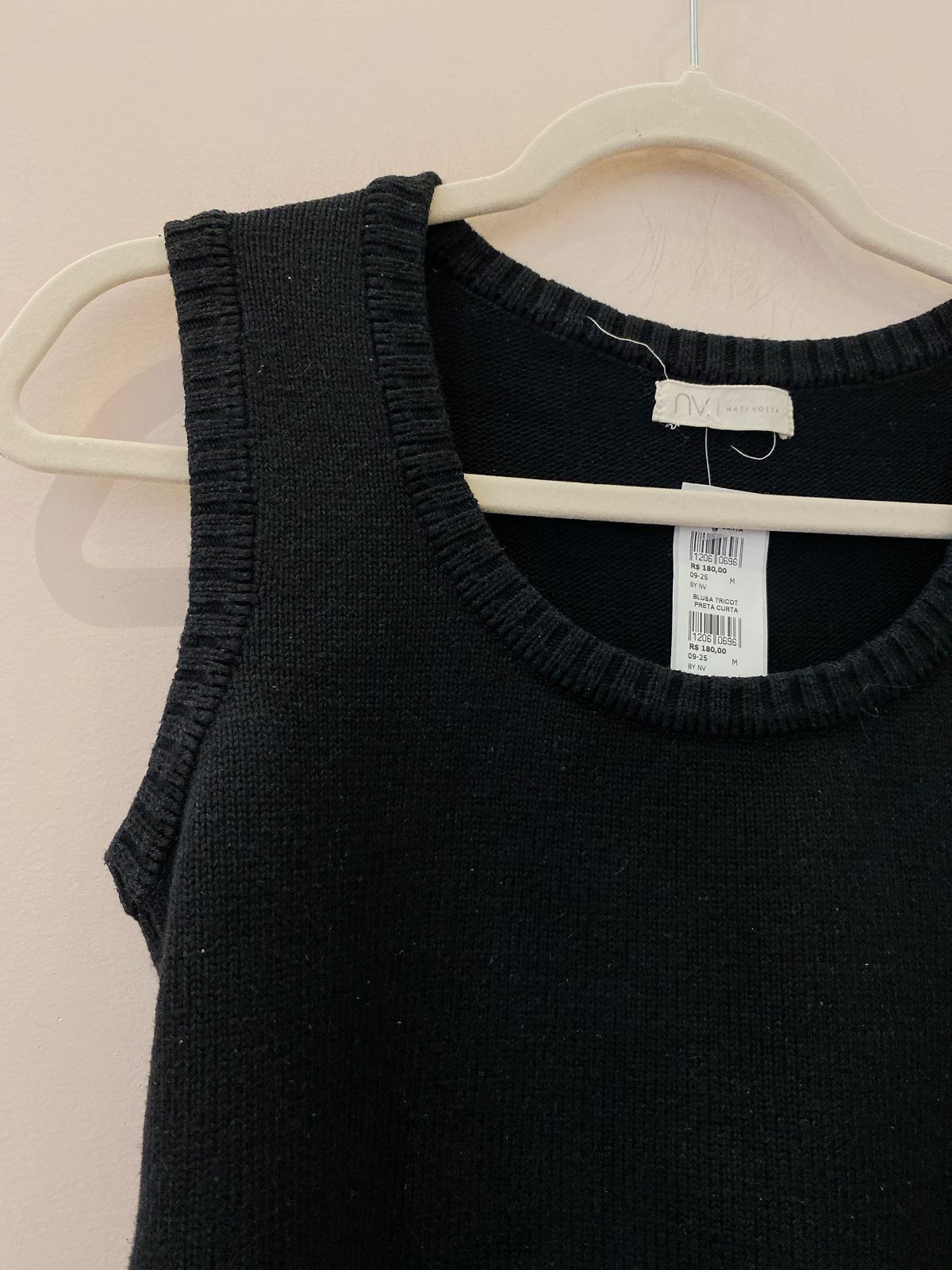 Blusa tricot preta curta BY NV M