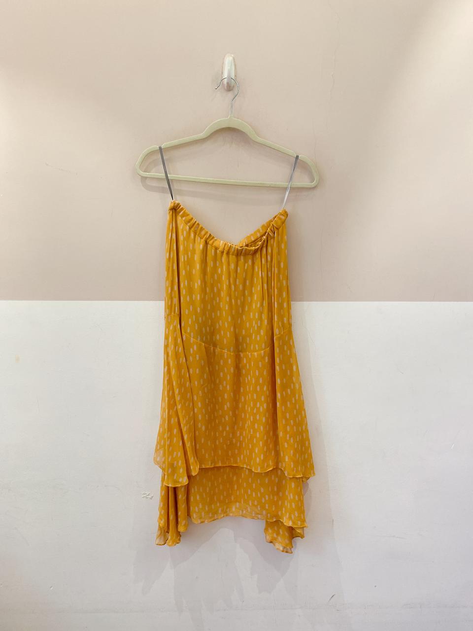 Saia midi seda amarela Ateen 38