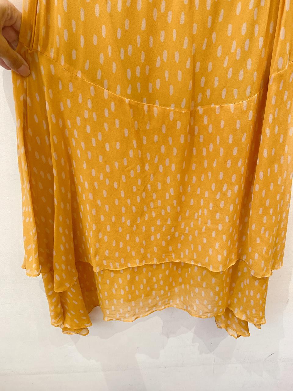 Saia midi seda amarela Ateen 38