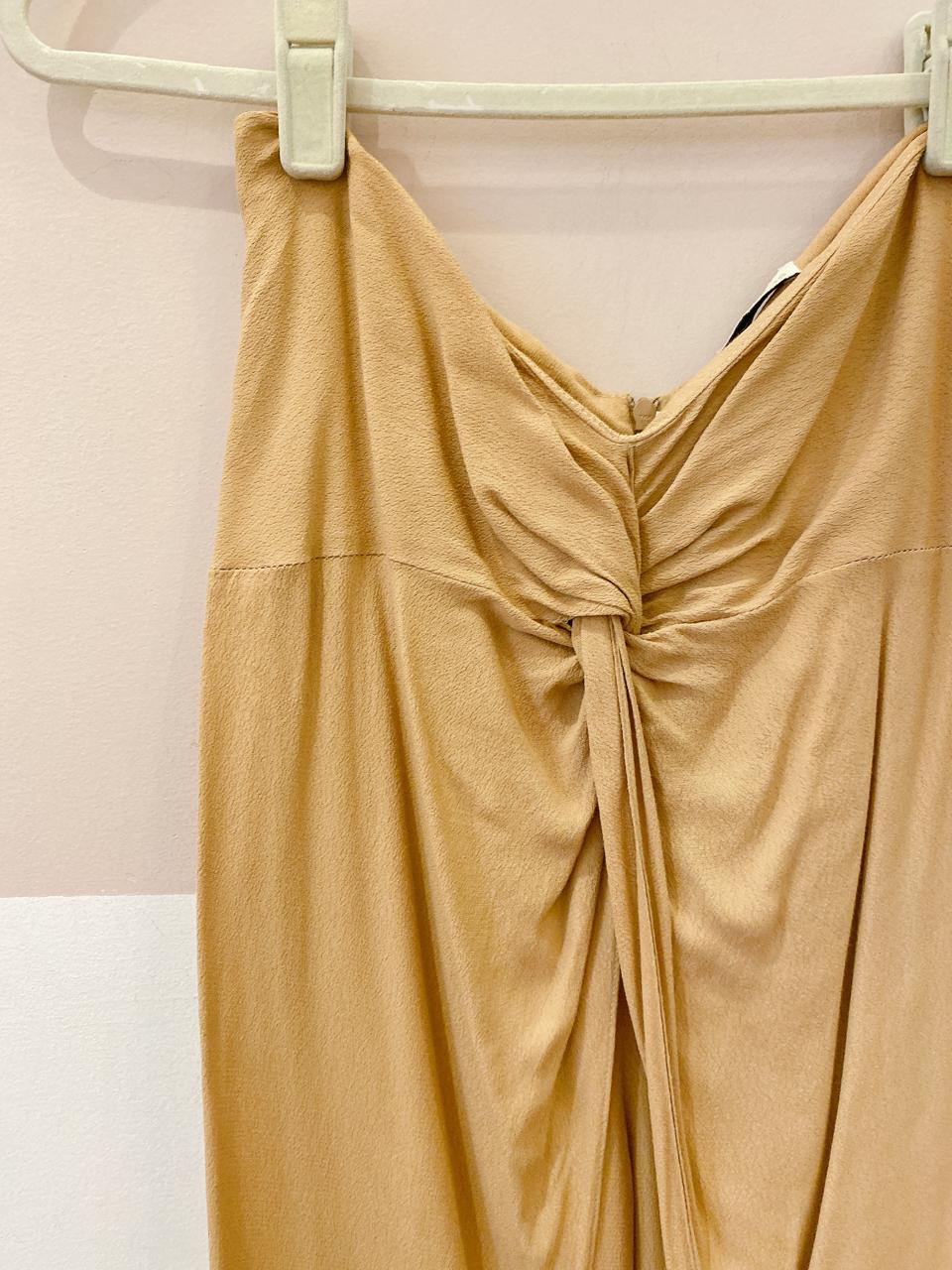 Calça bege torção frontal Dress To 36