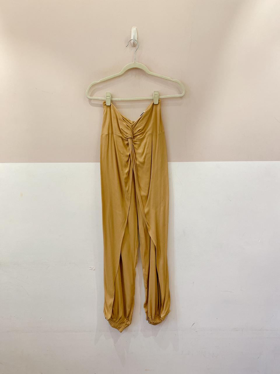 Calça bege torção frontal Dress To 36