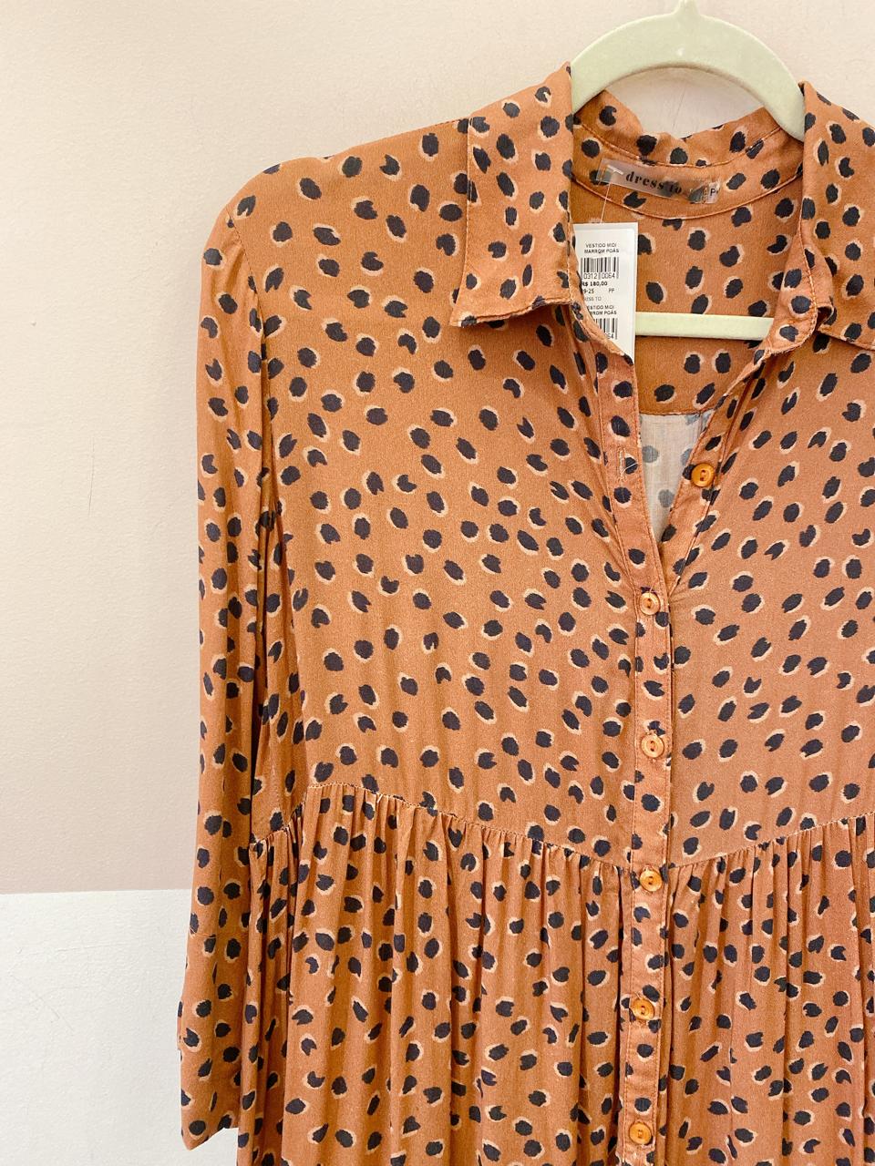 Vestido midi marrom poás Dress To PP
