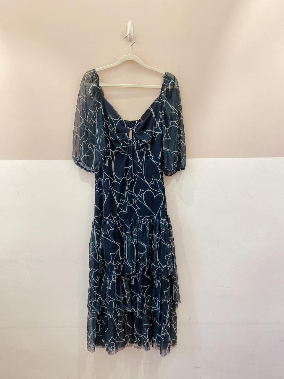 Vestido midi tule babados corações Renner P