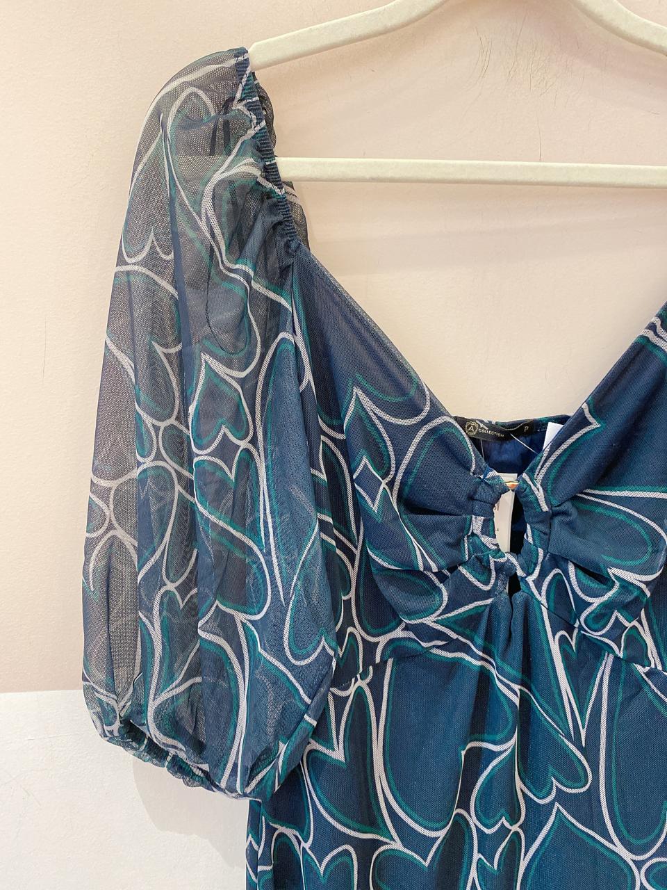 Vestido midi tule babados corações Renner P