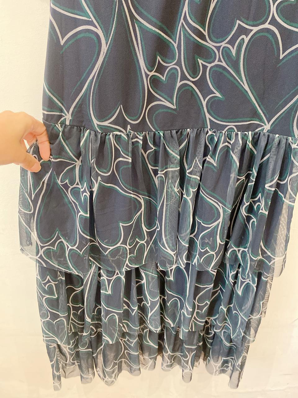 Vestido midi tule babados corações Renner P