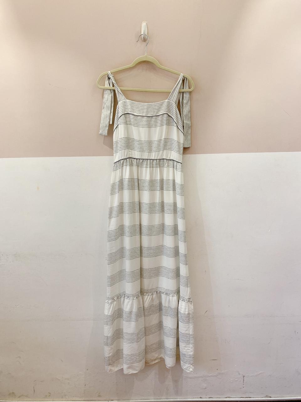 Vestido midi branco pespontos Dress To P