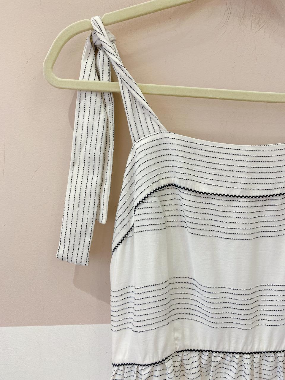 Vestido midi branco pespontos Dress To P