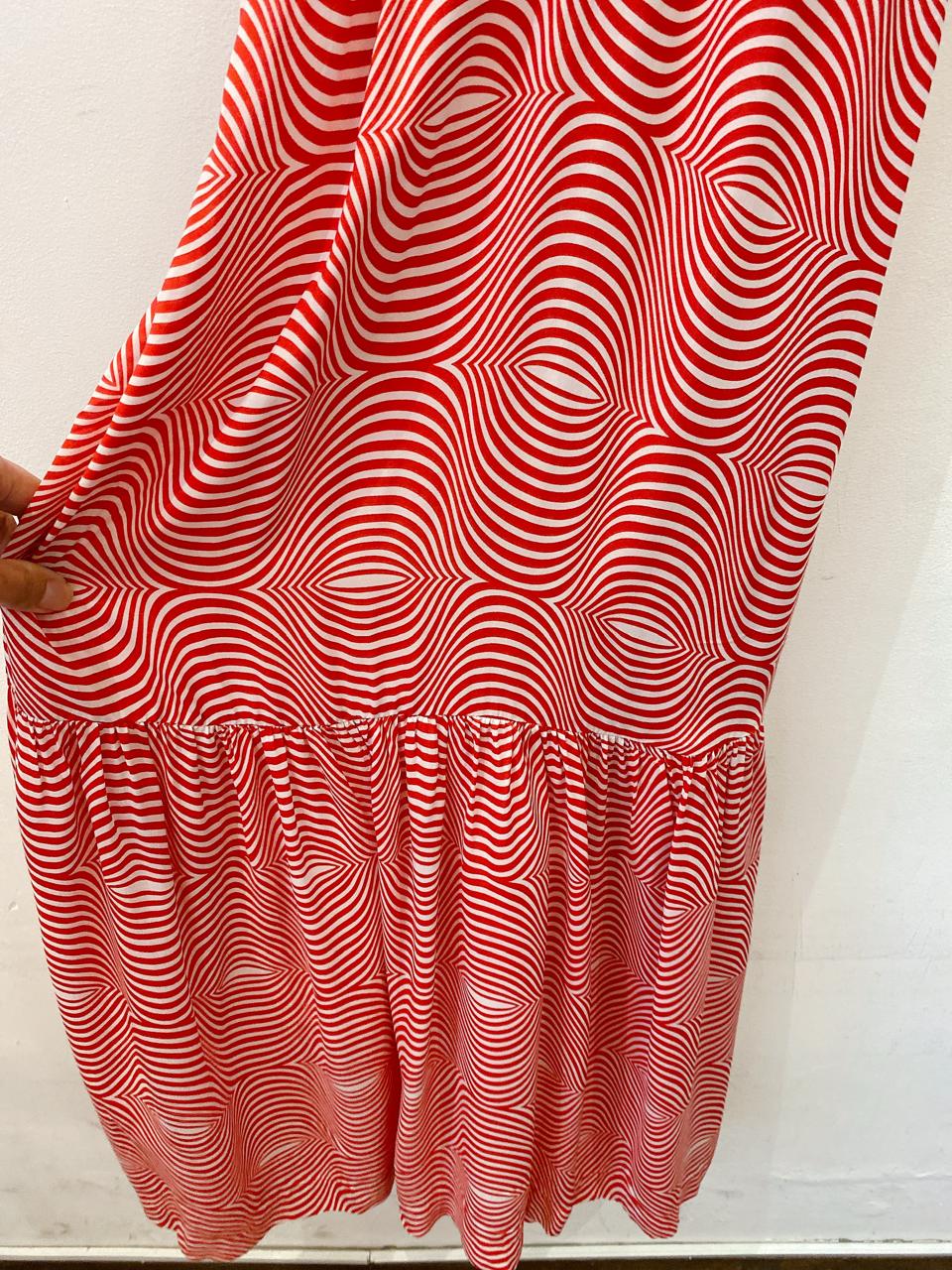 Vestido midi listrado vermelho Totem G