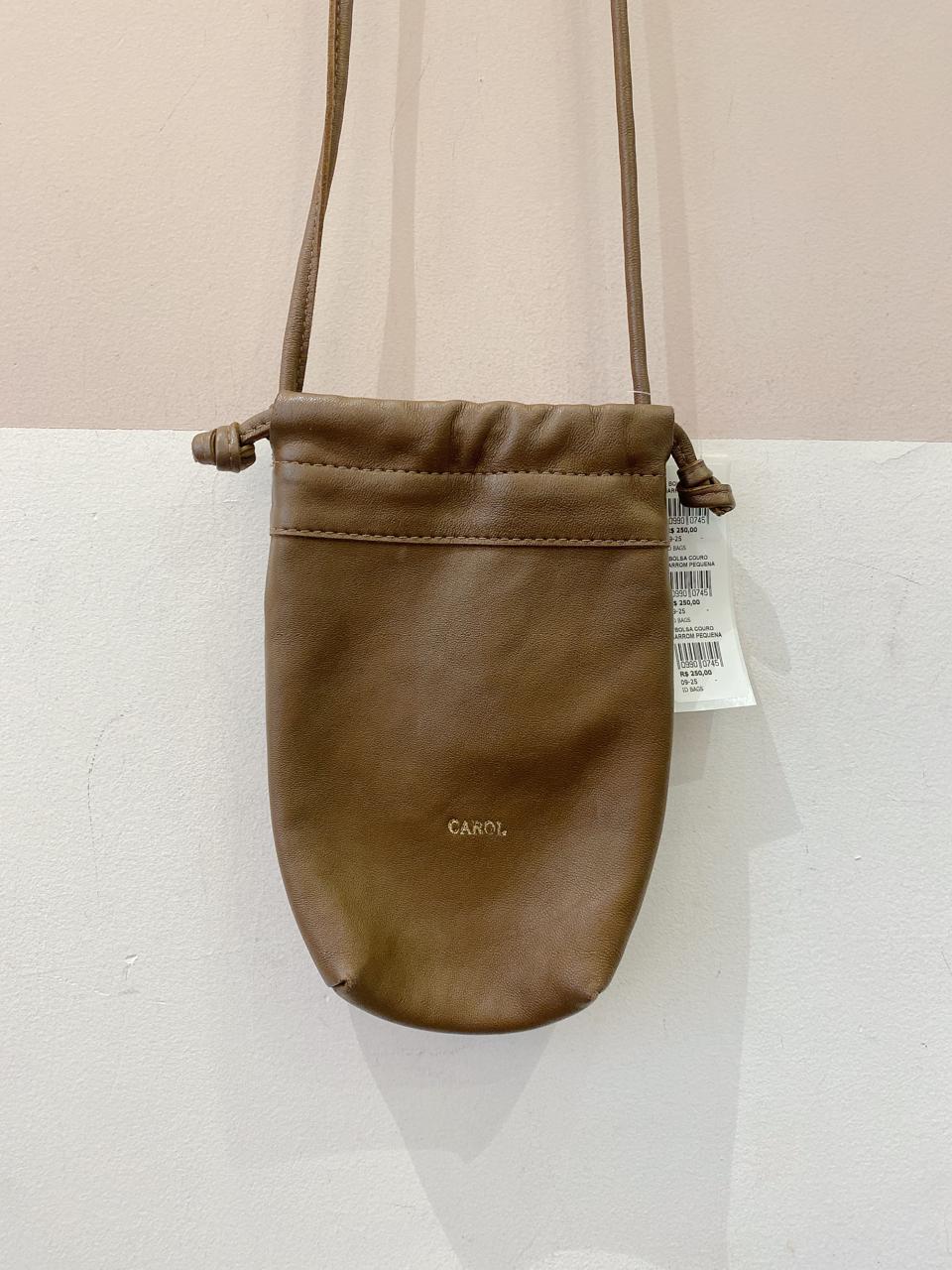 Bolsa couro marrom pequena Id Bags
