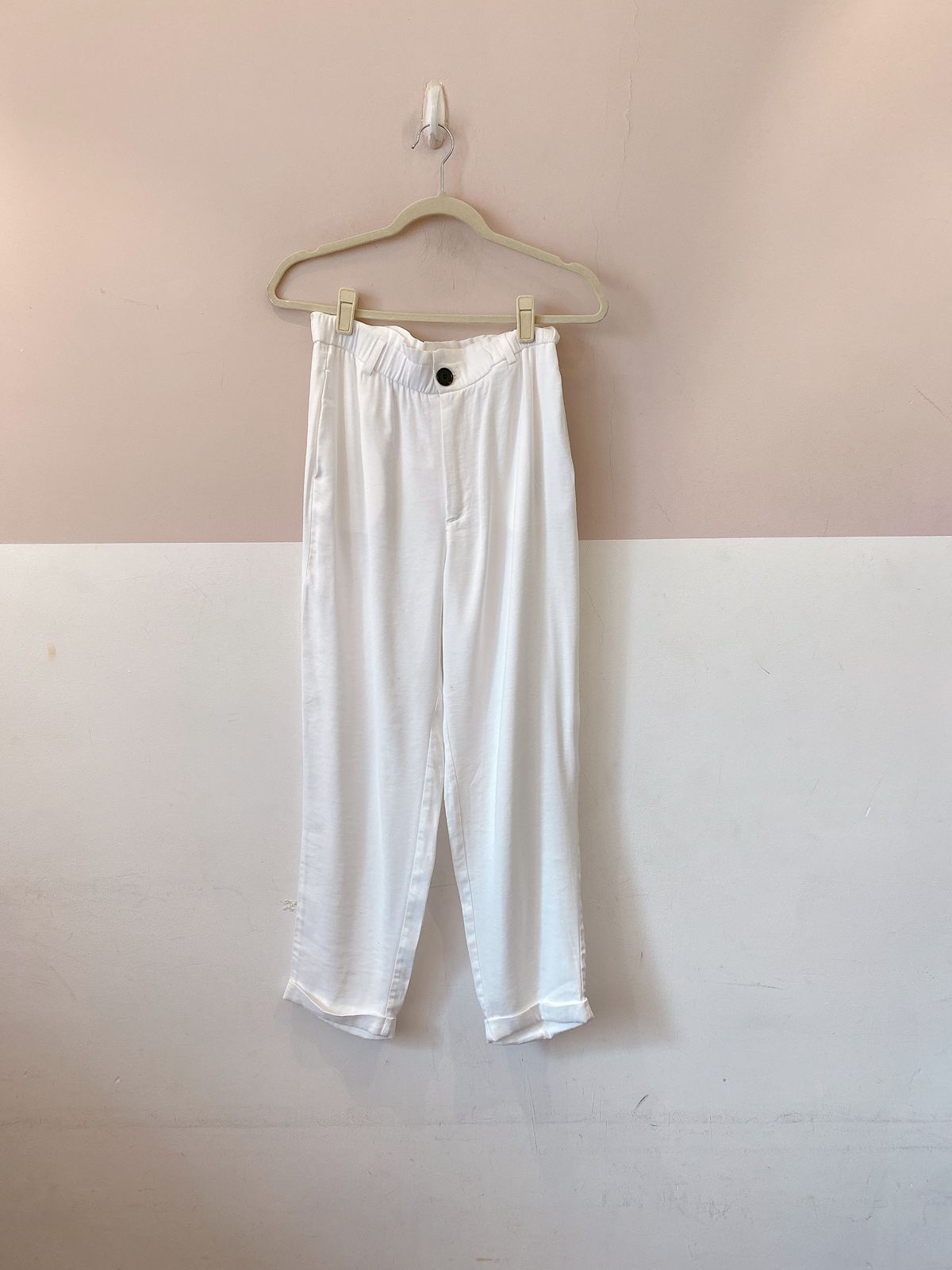 Calça branca cós clochard Zara P