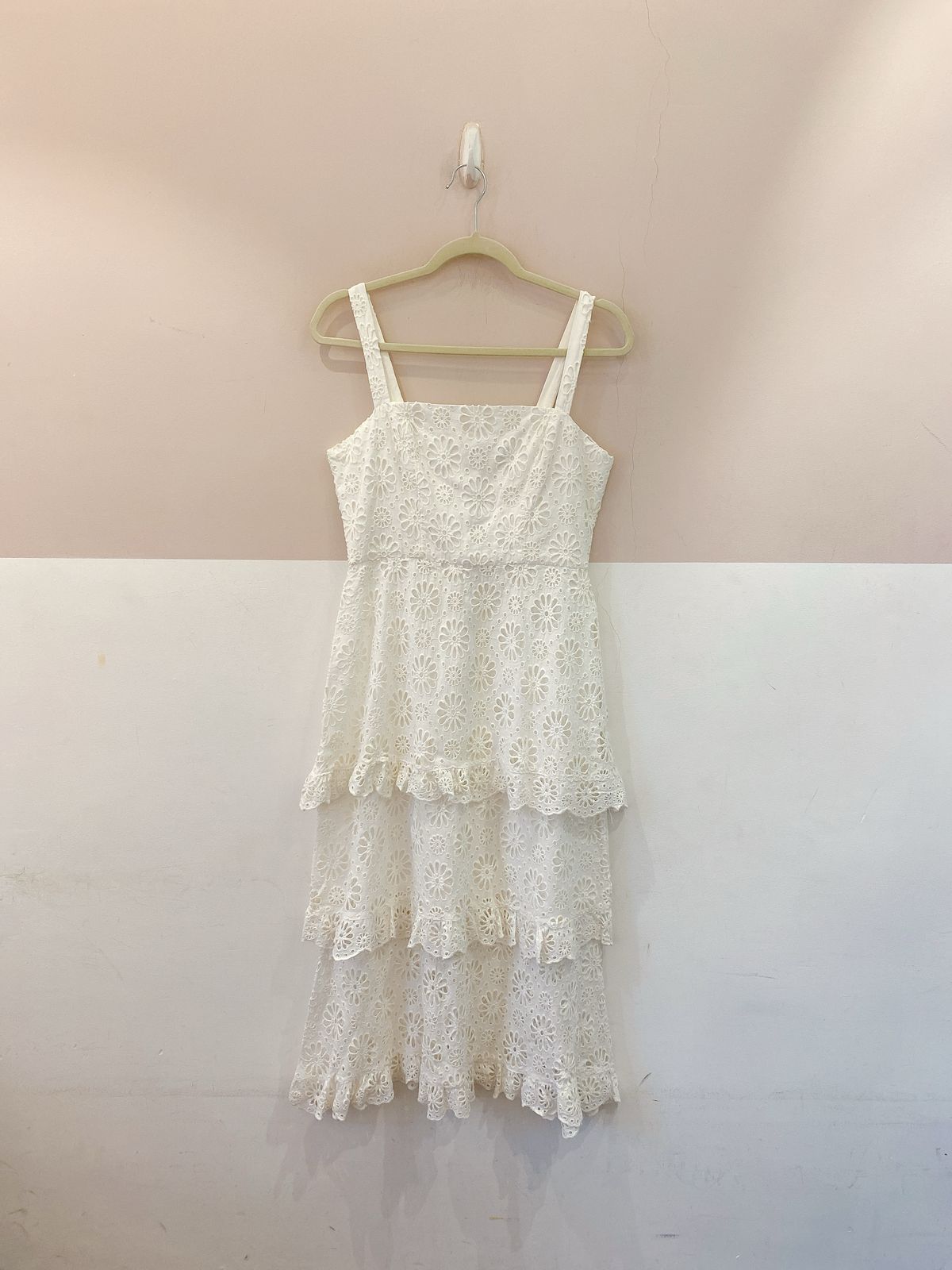Vestido midi branco laise Le Lis Blanc M